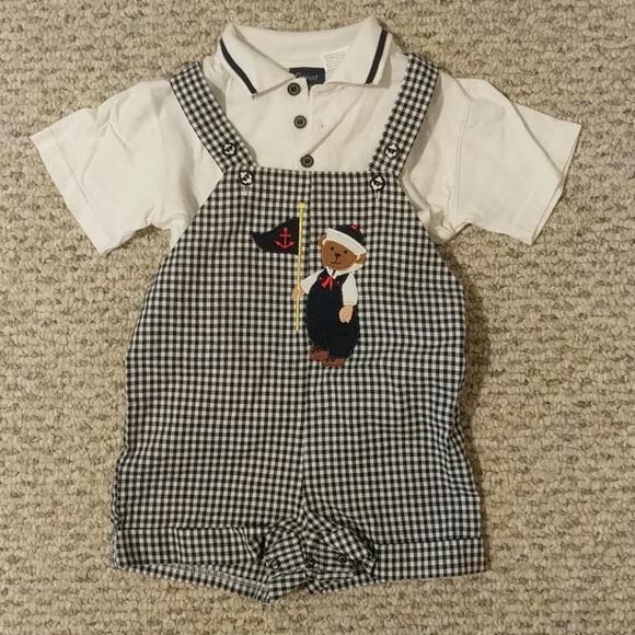 🎉Host Pick🎉 Toddler sailor bear overall shorts & polo shirt - Picture 2 of 8